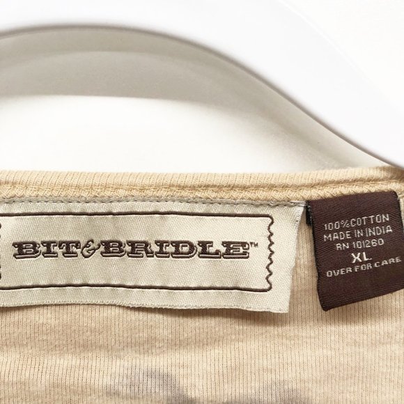 Bit & Bridle Brown Cowgirl Beaded T-Shirt XL - Picture 4 of 5